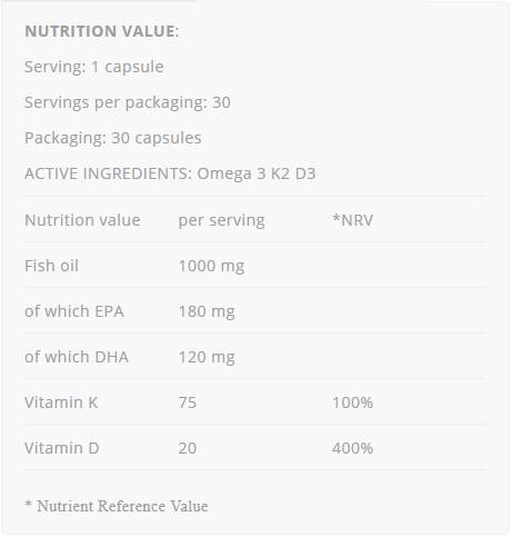 Omega 3 + K2 D3 - 30 Capsule gel