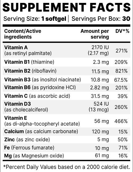 OptiVit BP | Vitamine essenziali & Minerali - 30 capsule di gel