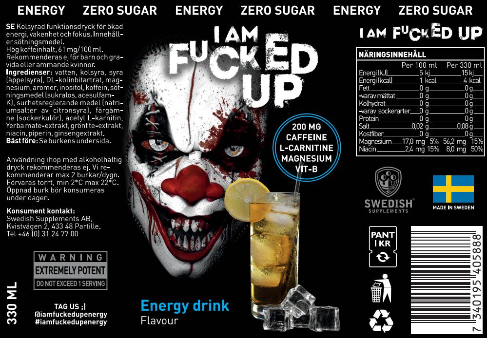 Sono f#cked up joker | Bevanda energetica ~ zero zucchero - 330 ml