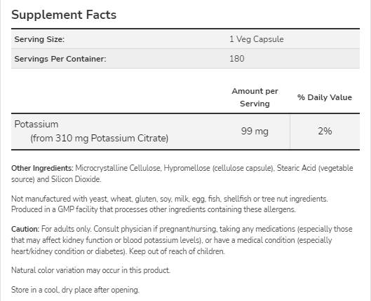 Citrato di potassio 99 mg - 180 capsule