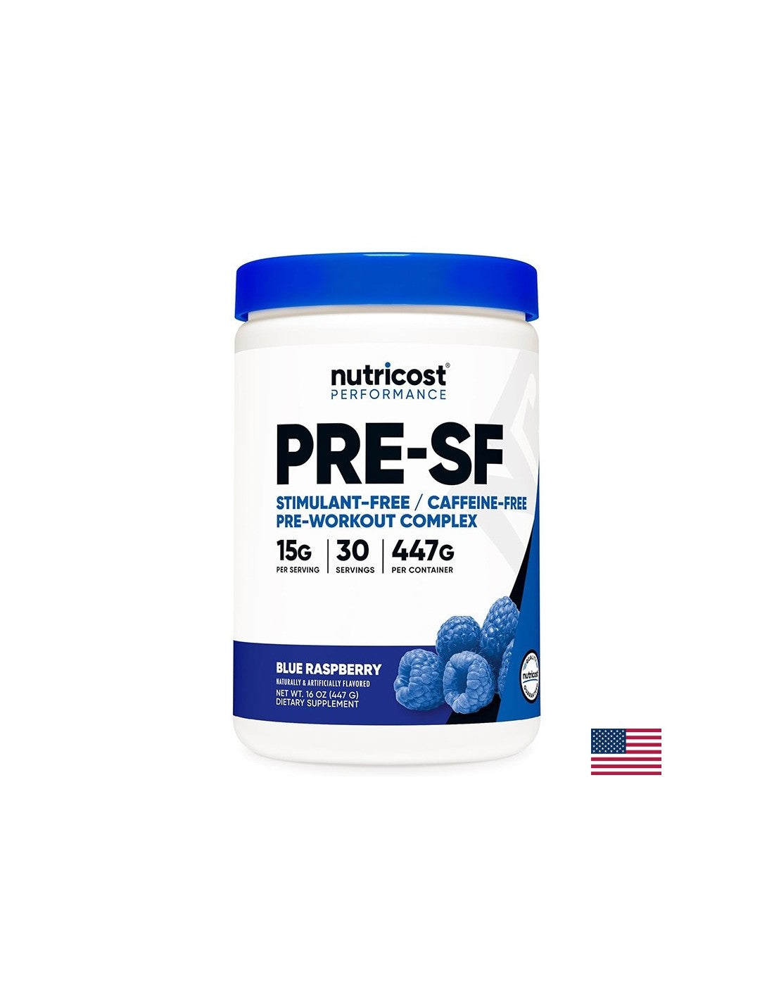 Complesso pre-allenamento PRE-SF, 447 g di polvere, gusto lampone blu, 30 dosi