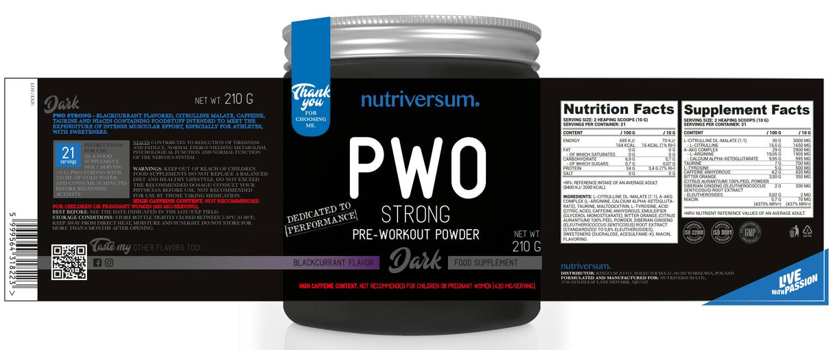 PWO Forte | Pre-allenamento - 210 grammi
