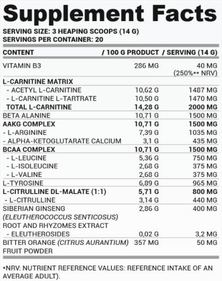 PWO Zero Caffeina | Polvere pre-allenamento senza stimoli - 280 grammi