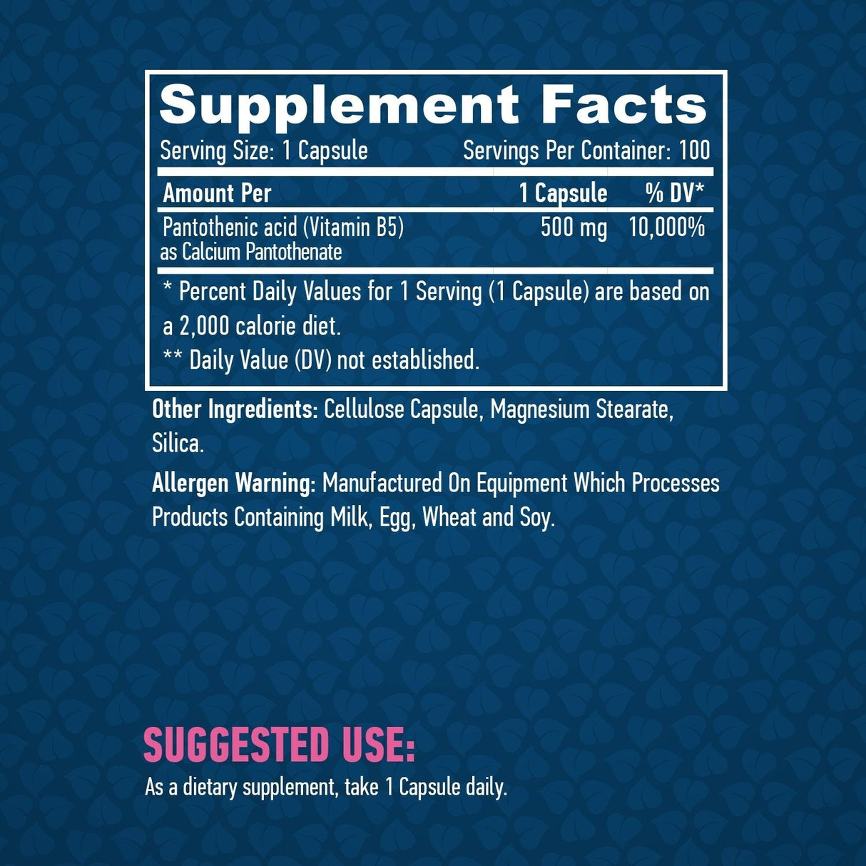 Acido Pantotenico 500 mg/100 Vcaps