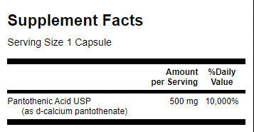 Acido Pantotenico 500 mg - 250 capsule