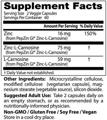 PepZinGI® | Complesso di zinco e carnosina - 120 capsule