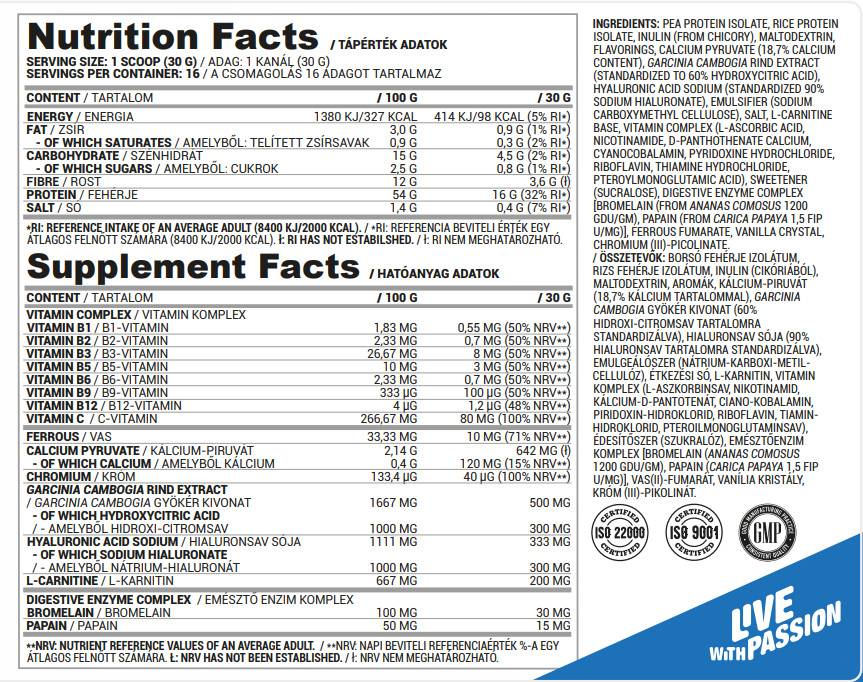 Perfetto | Proteine Vegane per Donne con Acido Ialuronico, L-Carnitina 500 grammi