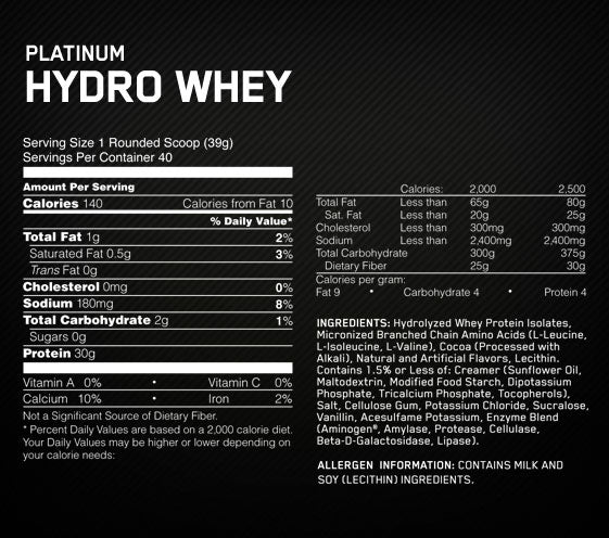 Platinum Hydro Whey 3,5 libbre. - 1.600 chilogrammi
