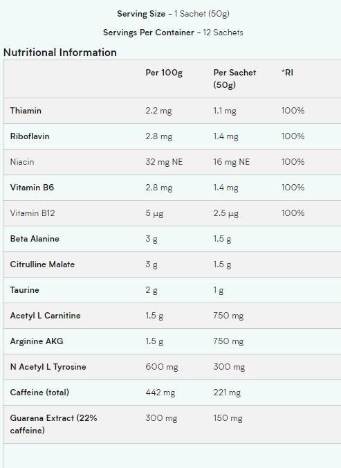 Gel pre-allenamento - 12 x 50 grammi