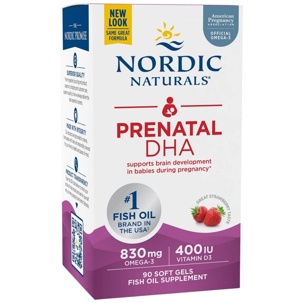 DHA prenatale 830 mg | Con 400 UI D3 - 90 Capsule gel masticabili