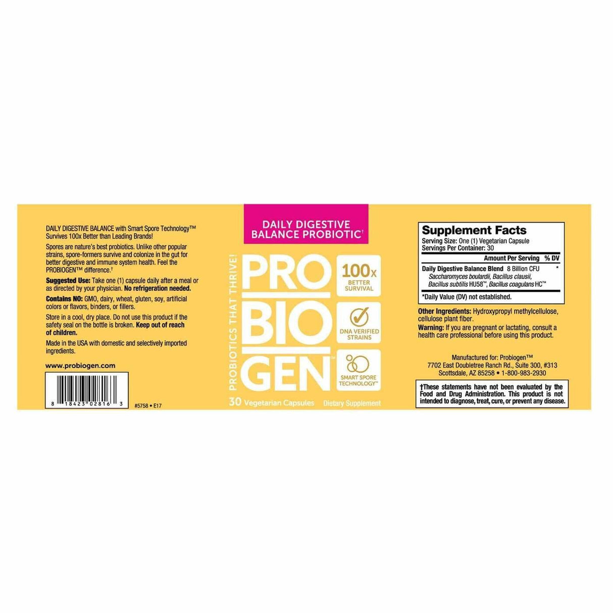 <tc>Probiogen</tc> Daily Digestive Balance - Probiotico - 30 capsule