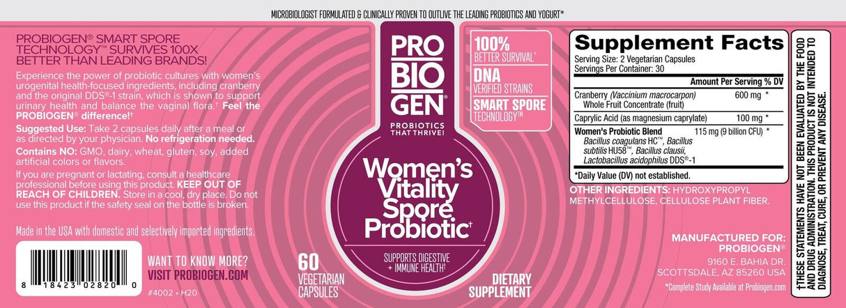 <tc>Probiogen</tc> Women's Vitality Probiotic - Probiotico per donne - 60 capsule