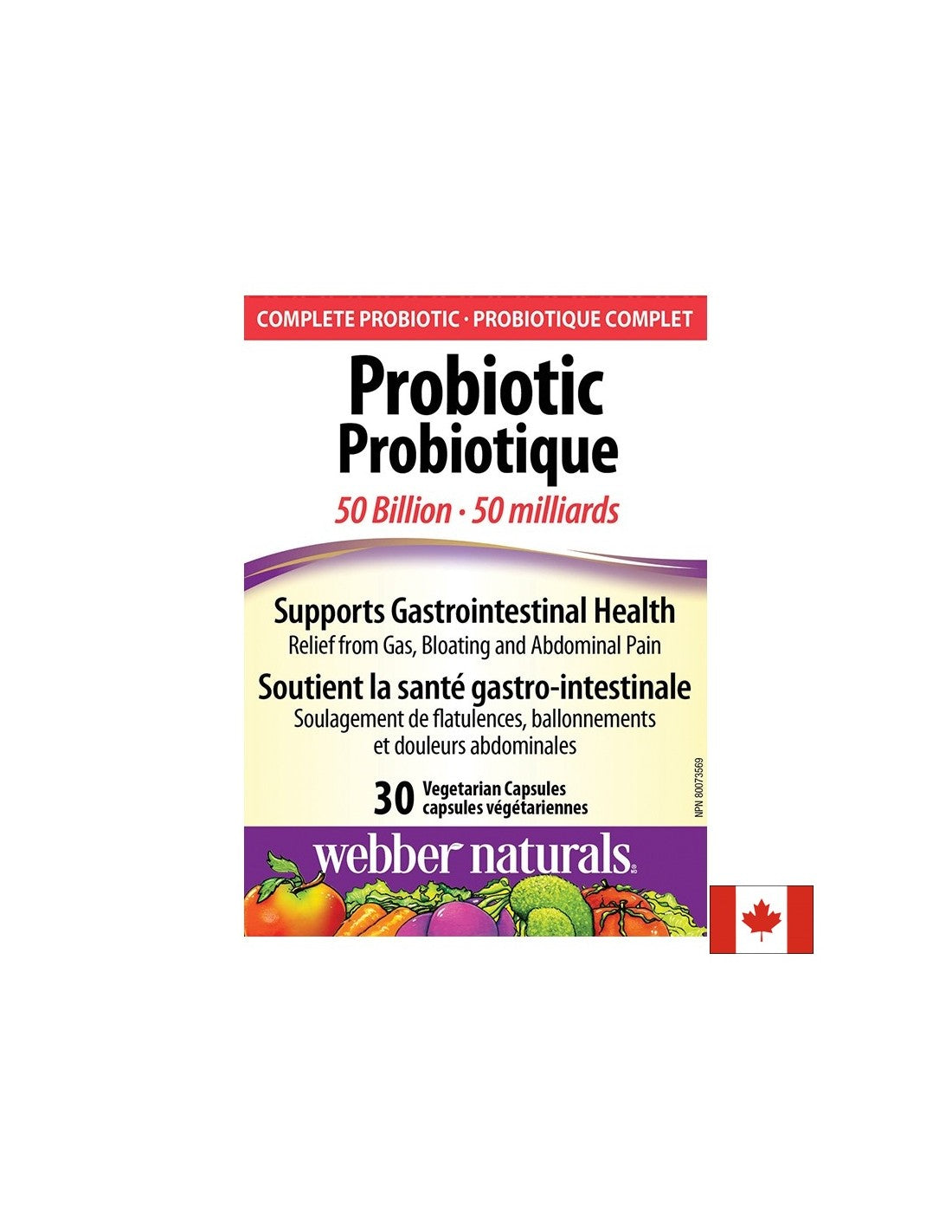 Probiotic 50 miliardi - Probiotic 50 miliardi di probiotici attivi, 10 ceppi, 30 capsule <tc>Webber Naturals</tc>