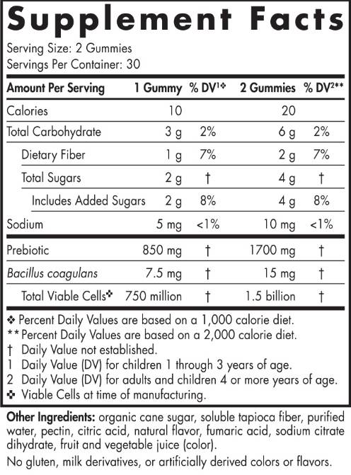 Caramelle gommose probiotiche per bambini | 1,5 miliardi di cellule attive - 60 caramelle gommose