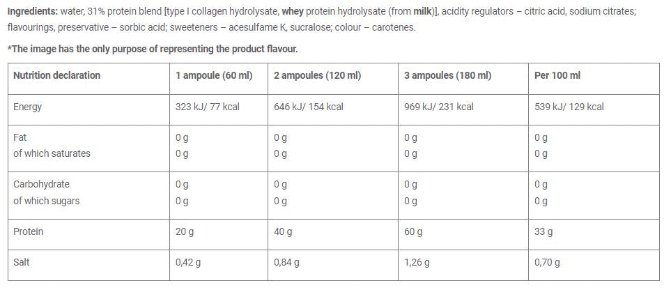 Scatola di shot proteici/20 x 60 ml