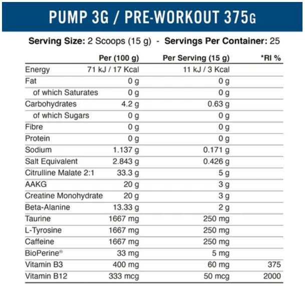 Pompa 3G | Pre-allenamento di nuova generazione - 375 grammi