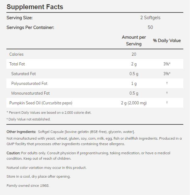Olio di Semi di Zucca 1000 mg - 200 Capsule gel