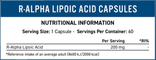 R-ALA 200mg| Acido R-Alfa Lipoico - 60 capsule