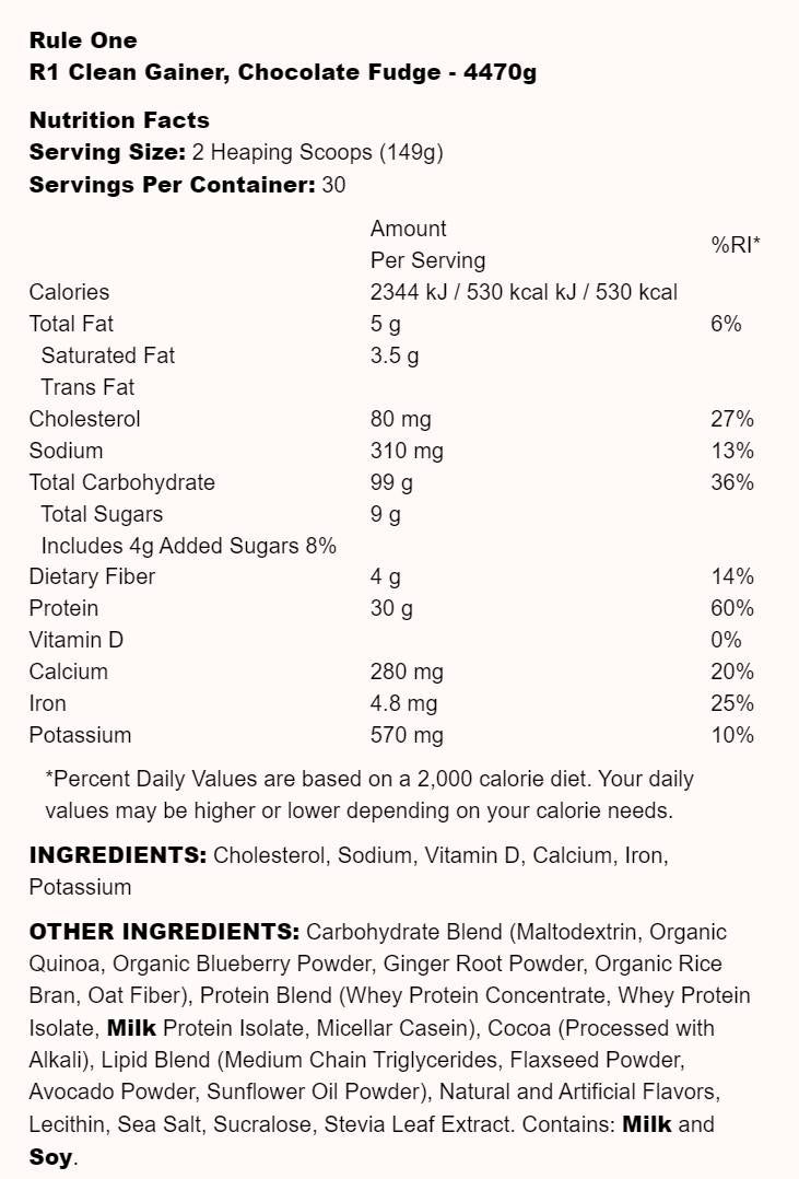 R1 Clean Gainer - 4470 grammi