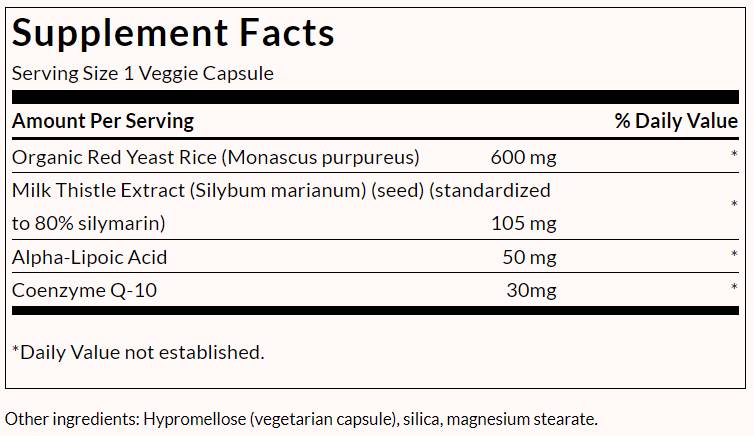 Riso rosso fermentato & CoQ10 con cardo mariano e acido alfa lipoico - 60 capsule