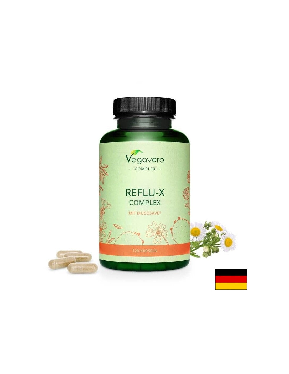 Reflu-X Complex mit Mucosave/ Miscela di erbe contro il reflusso acido, 120 capsule, 100% vegano <tc>Vegavero</tc>