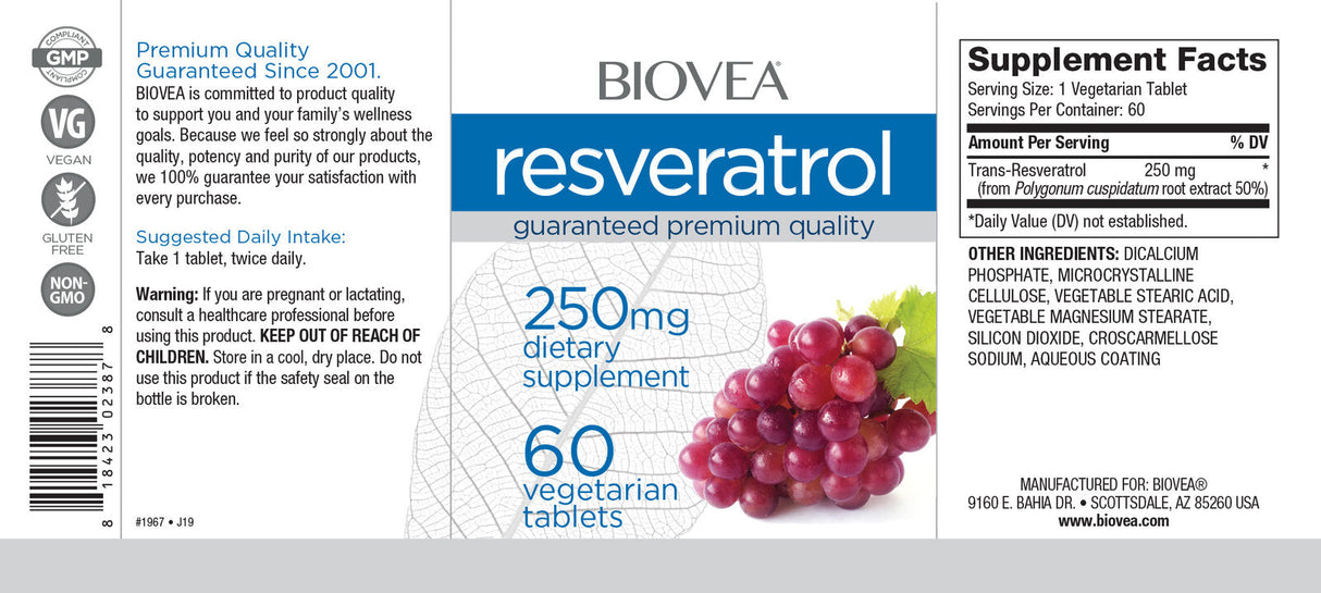 Resveratrolo 250 mg/60 compresse