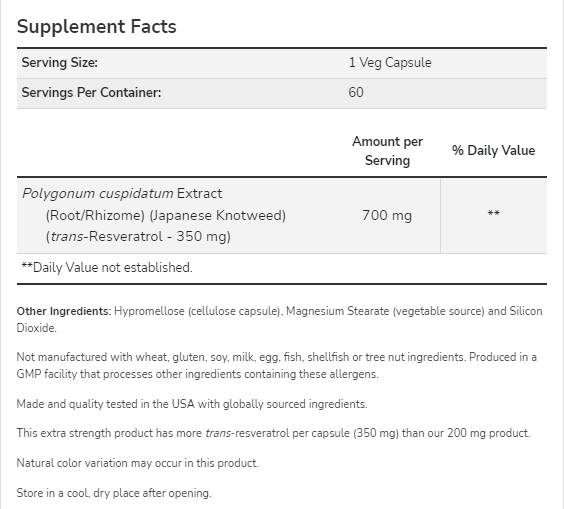 Resveratrolo 350 mg | Forza extra - 60 capsule