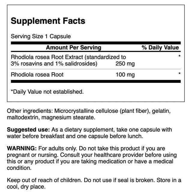 Estratto di Rhodiola Rosea | 3% R<tc>Osavi</tc>ns 60 capsule