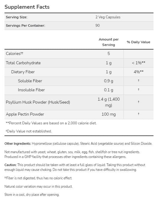 Psyllio Husk 700 mg | con pectina di mela - 360 capsule