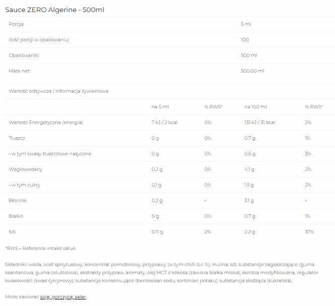 Salsa Zero - Algerina - 500 ml