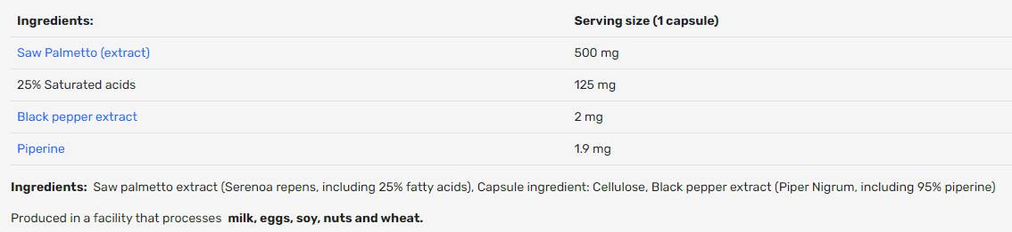 Saw Palmetto 500 mg | con il 25% di saponine - 100 capsule