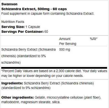 Estratto di Schizandra 500 mg 60 capsule