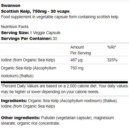 Kelp scozzese 750 mg 30 capsule