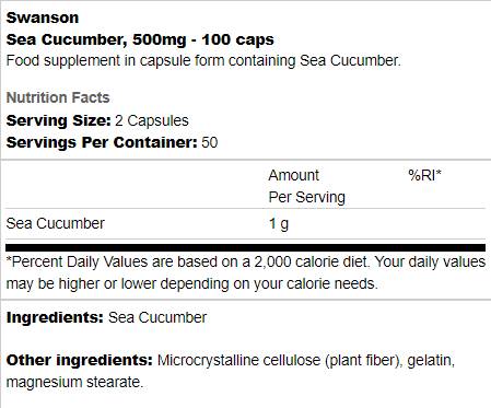 Cetriolo di mare 500 mg 100 capsule