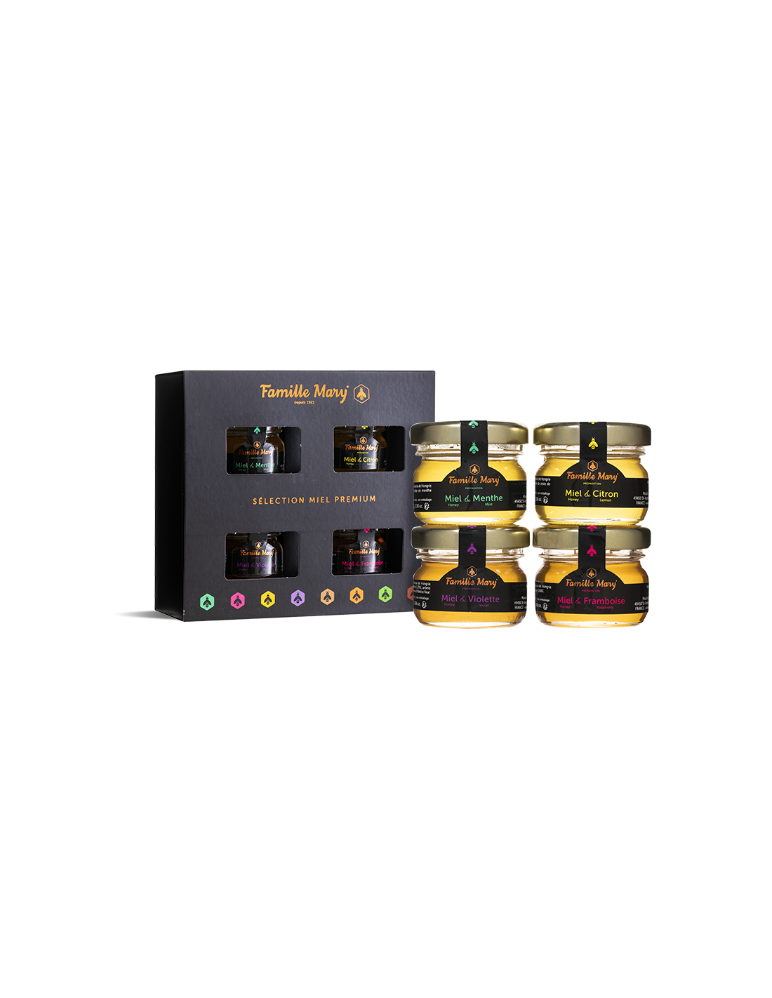 Selezione di mieli di acacia premium con oli essenziali - Selection Miel Premium, 4 pz. x 30 g