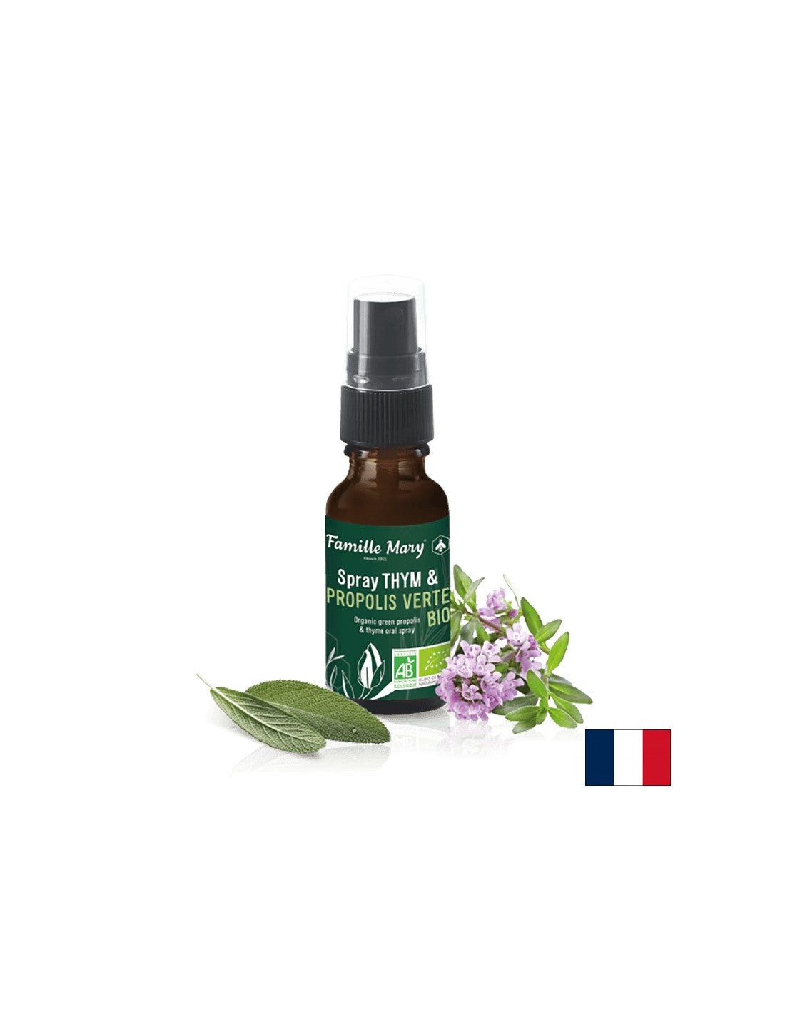 Spruzzare il timo & Propolis Verte BIO/Spray per la gola con timo, propoli verde e salvia, 20 ml Famille Mary