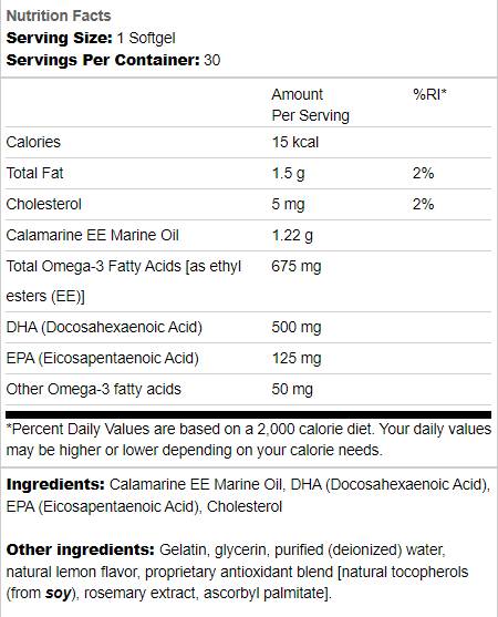 Super DHA 500 | Da Calamari di qualità alimentare 30 capsule di gel