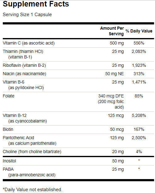 Complesso di vitamine B super stress con vitamina C - 100 capsule
