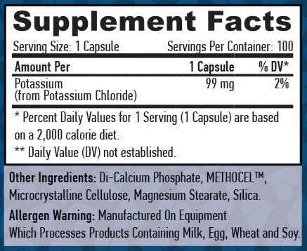 Potassio a rilascio prolungato 99 mg. /100 Vcaps.