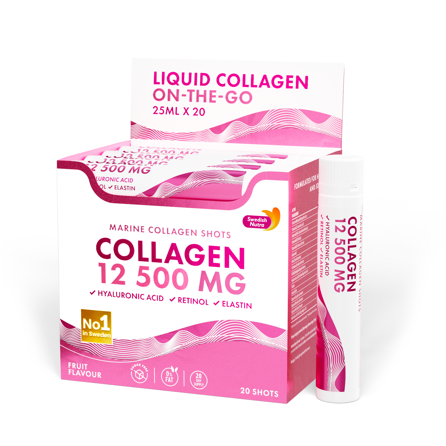 Collagene di pesce 12.500 mg con retinolo, elastina e acido ialuronico - 20 x 25 ml