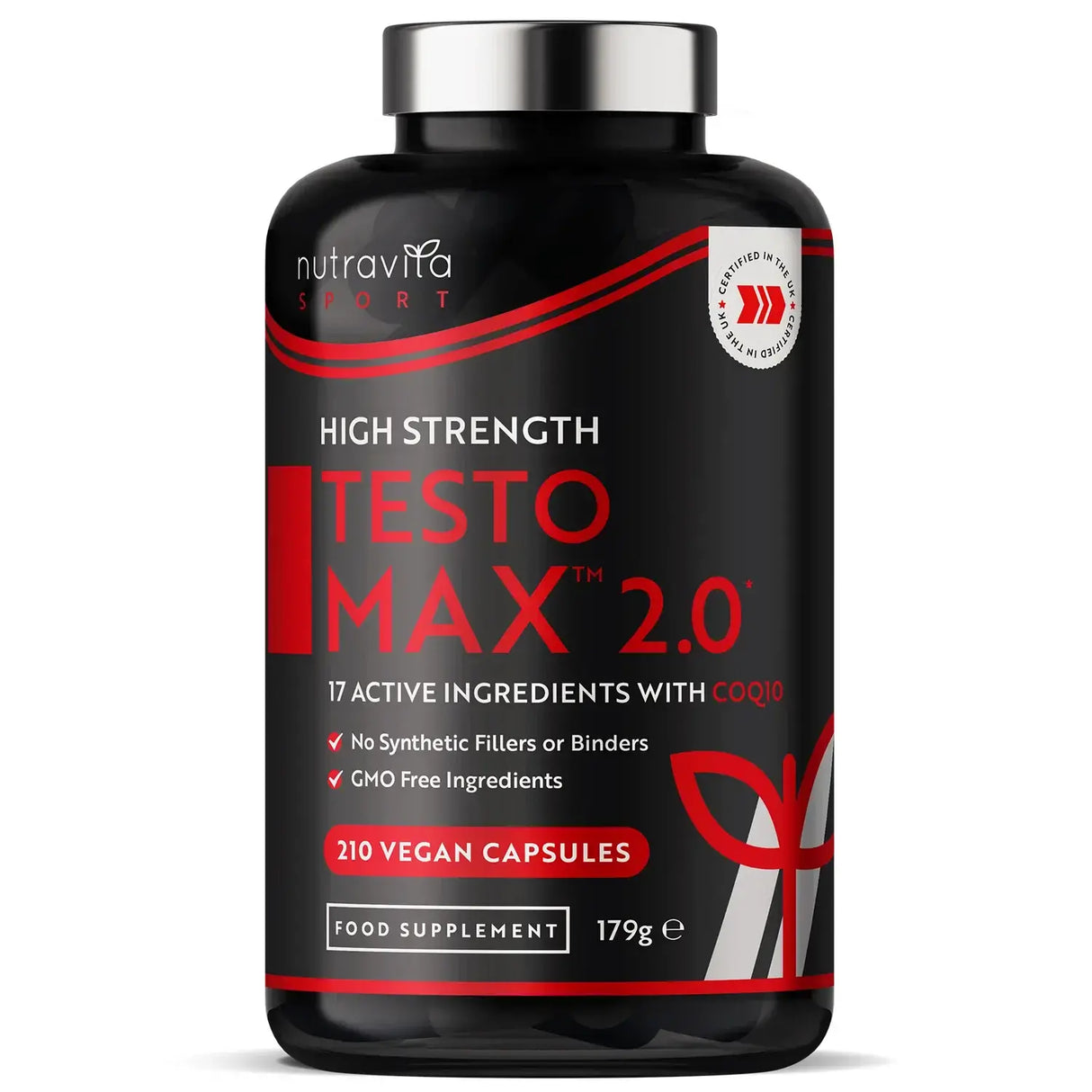 TESTOMAX™ 2.0 /210 capsule, 105 giorni/ con Ashwagandha KSM 66®, CoQ10 & Radice di Maca <tc>Nutravita</tc>