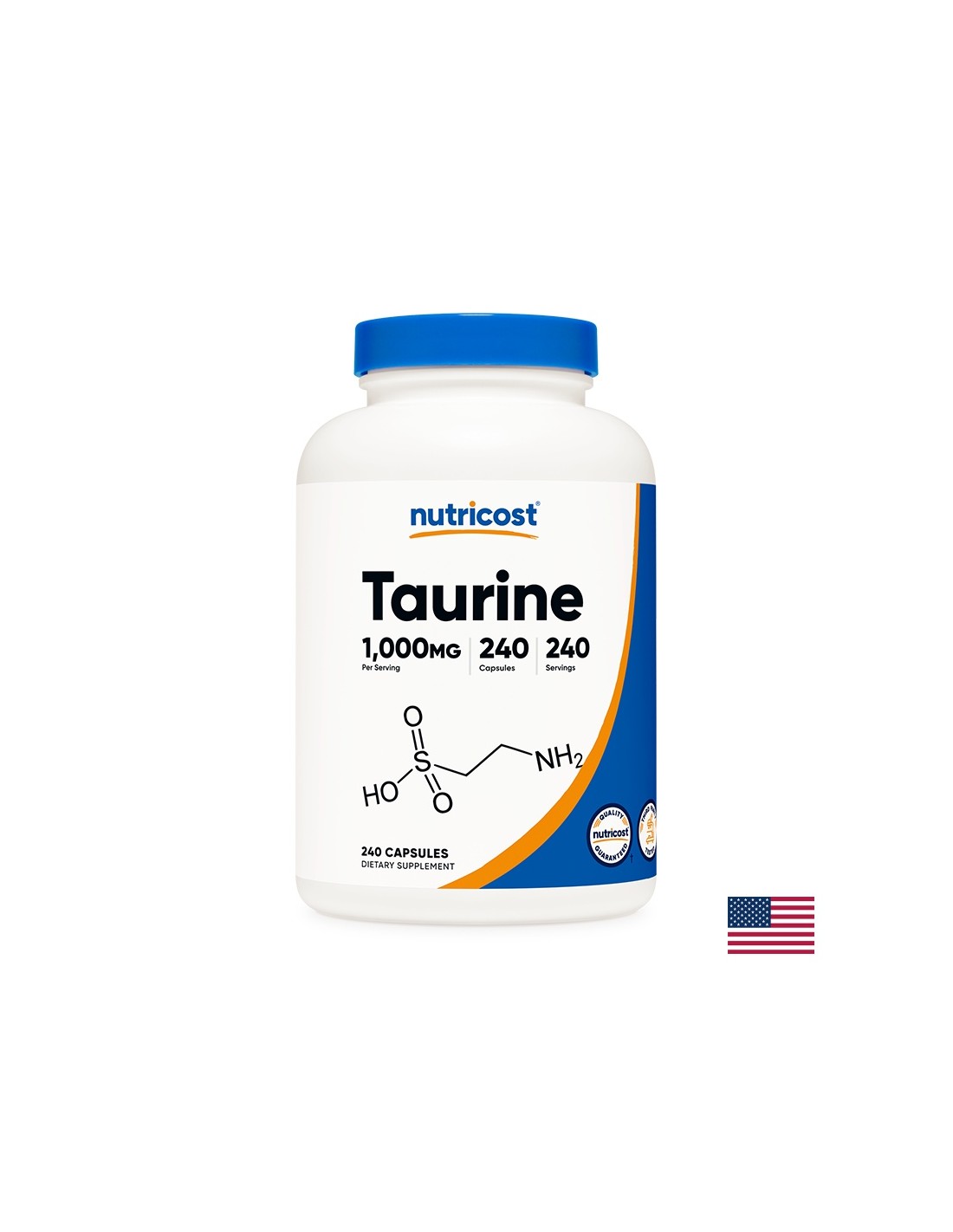 Funzione muscolare e resistenza - Taurina, 1000 mg, 240 capsule <tc>Nutricost</tc>