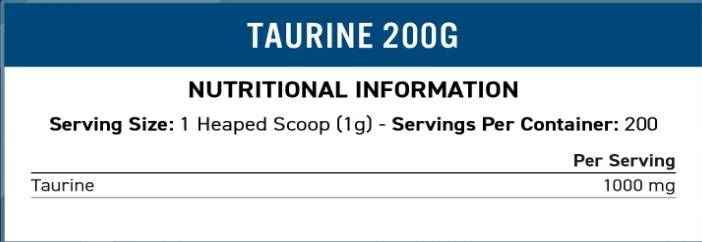 Taurina in polvere 1000 mg - 200 grammi