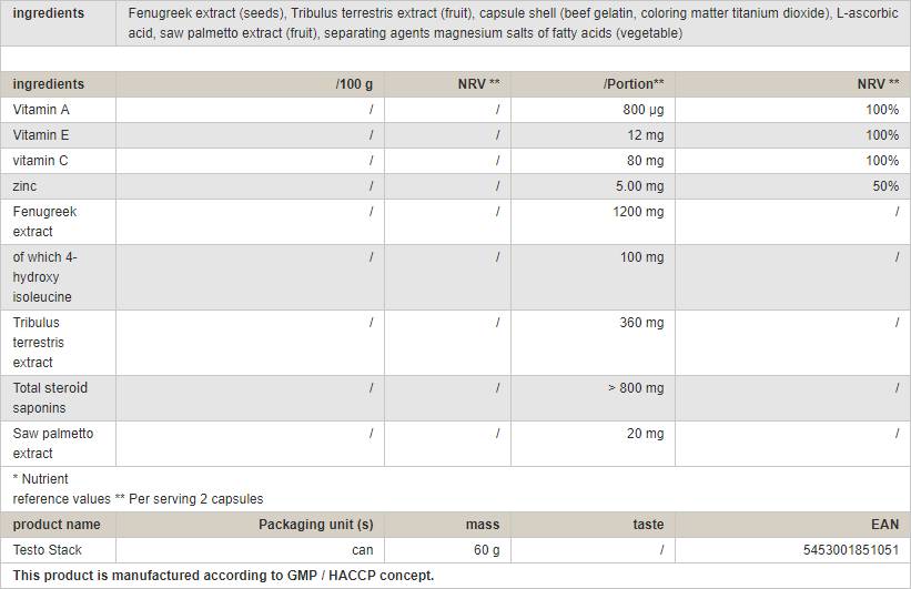 Testo Stack - 60 capsule