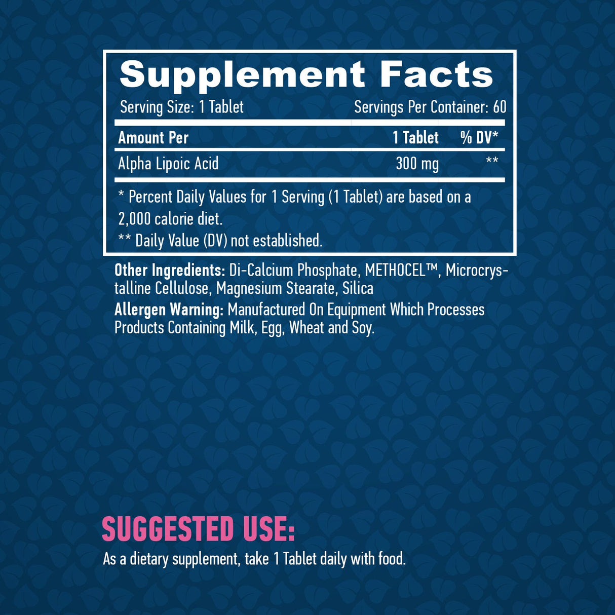 Acido alfa lipoico a rilascio prolungato 300 mg./60 compresse.