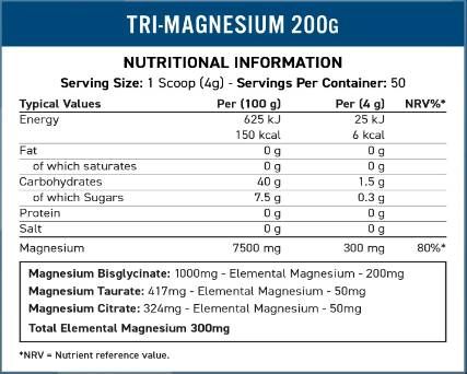 Polvere di tri-magnesio | Bisglicinato, Taurato & Citrato - 200 grammi