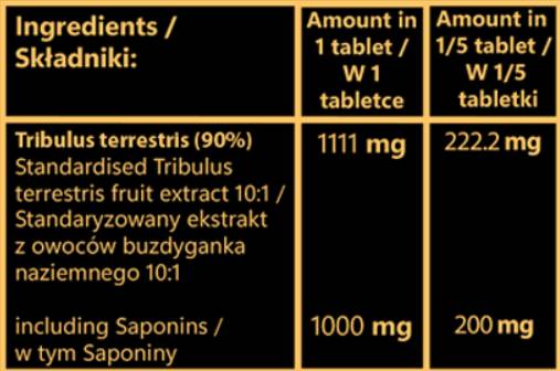 Tribulus 1000 mg | Estratto di frutta con il 90% di saponine - 100 Compresse