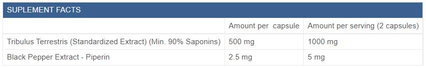 Tribulus 90% + Piperina - 90 capsule
