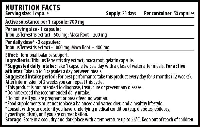 Tribulus Con Maca 1400 mg - 50 capsule