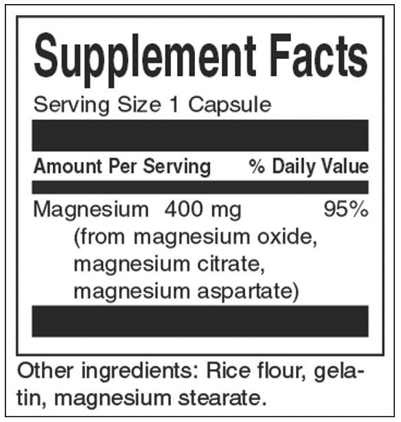 Complesso di triplo magnesio 400 mg - 30 capsule